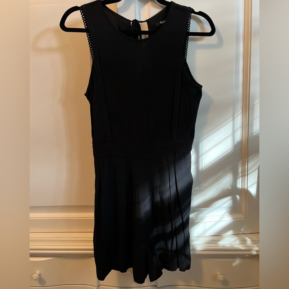 Madewell Black Sleeveless Romper with Lace Trim size 00